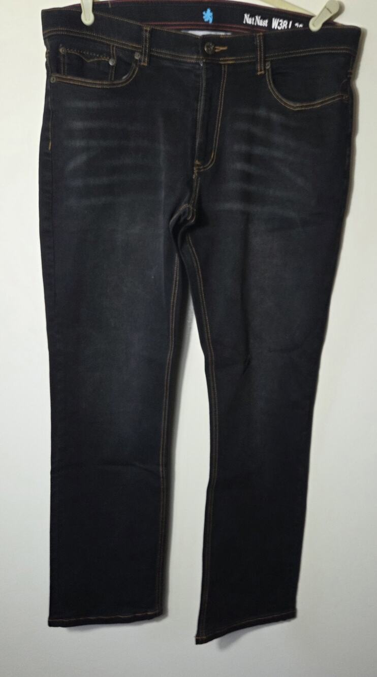 Nat Nast Luxury Jeans Mens 38x30 Dark Blue Stretch Denim Mid Rise Straight Leg